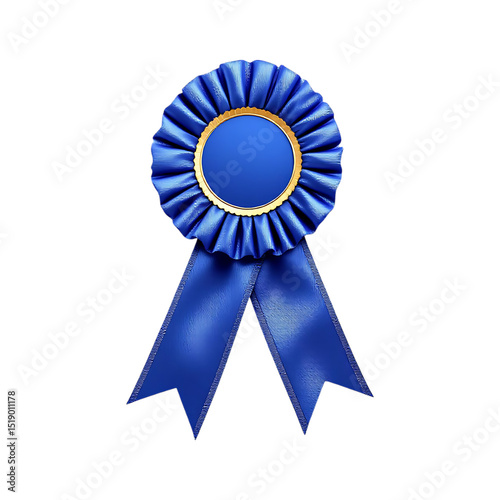 First place blue ribbon award. Success, achievement, victory concept.