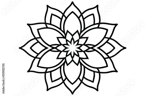 Golden mandala flower logo with islamic geometric patterns