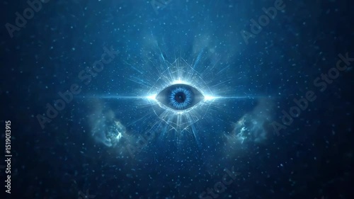 Blue Digital Eye With Futuristic Symmetry Glow Loop
