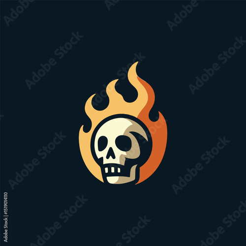 Skull burning logo