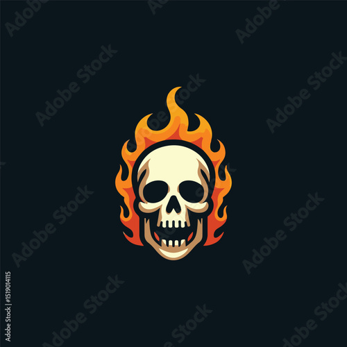 Skull burning logo