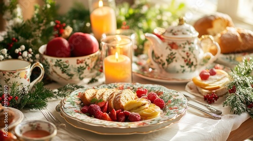 A Festive Christmas Morning Breakfast Table Setting