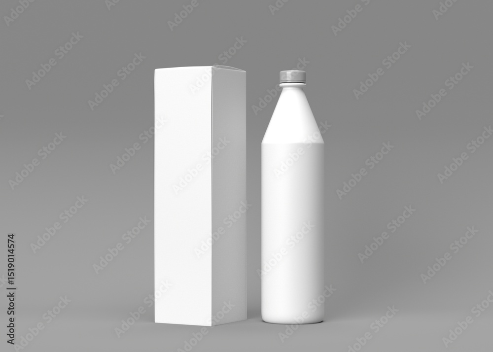 Blank White Bottle and Box Mockup for Product Branding