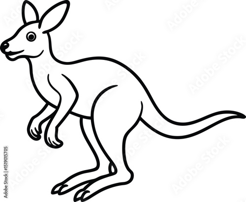 A happy kangaroo hopping across the australian Adobe Illustrator Artwork