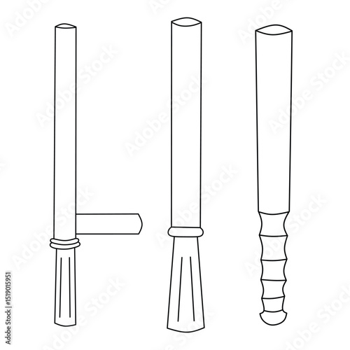 Illustration of Three Stick Designs in Clean Line Art Style