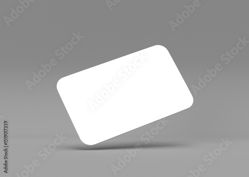 Blank White Rounded Corner Business Card Mockup on Gray Background
