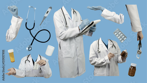 Health care collage with innovative and abstract elements. Vector illustration