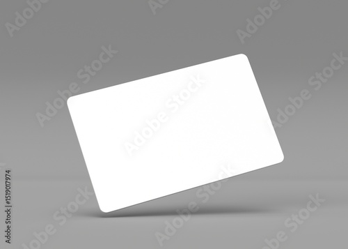 Blank White Gift Card or Loyalty Card Mockup on Gray Background