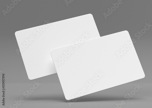 Two Blank White Gift Cards or Membership Cards Mockup