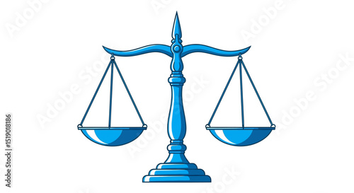 Classic Blue Scales of Justice Icon Illustration