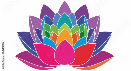 Vibrant RainbowColored Lotus Flower Design