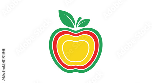 Colorful Apple Slice with Leaves Logo Design