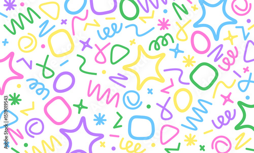 colorful doodle line cute illustration background backdrop