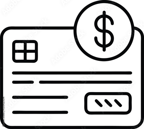 Outline icon of a credit card icon with a dollar sign 