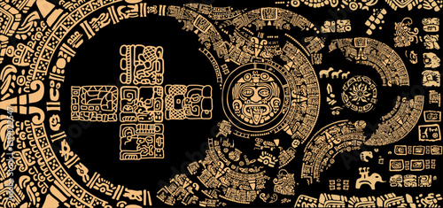 Images of characters of ancient American Indians.The Aztecs, Mayans, Incas.
Writing of the ancient peoples of America.