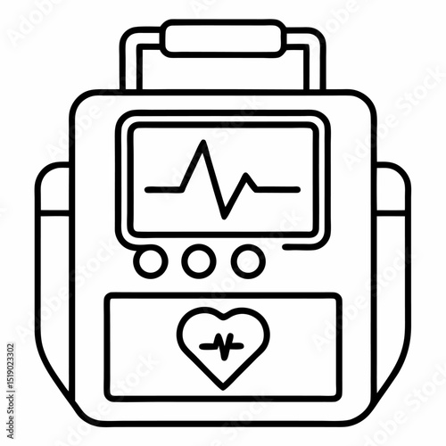 Defibrillator vector icon on white background 
