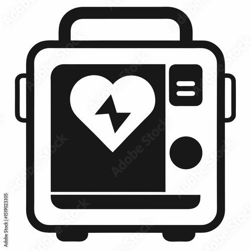 Defibrillator vector icon on white background 