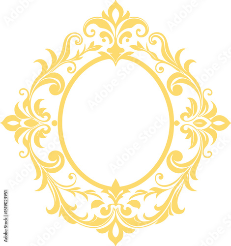 Vintage floral golden frame ornament design.