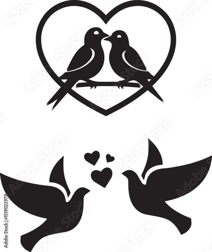 Love birds silhouette romantic design.