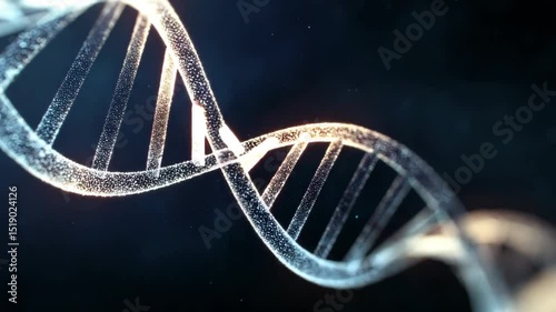 White DNA Strand With Soft Blue Light Particle Loop