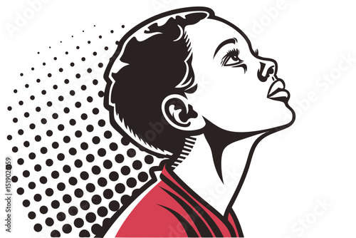 Simple line art portrait drawing minimalist head and shoulders illustration