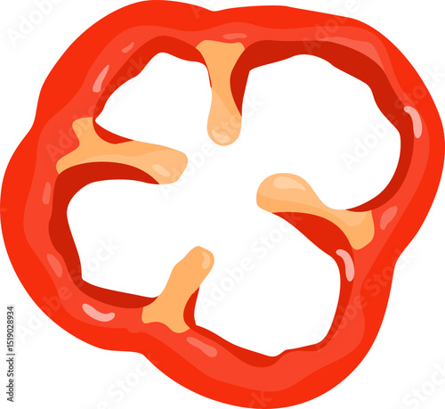 Slice of a Red Bell Pepper Vegetable