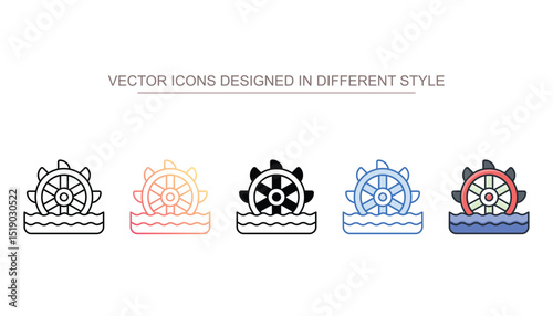 Water Mill icon design with white background stock illustration