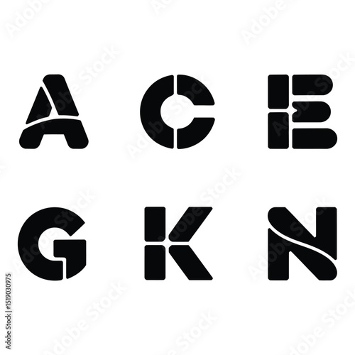 Stylish stencil typeface collection displaying bold sans