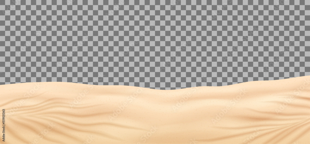 Seamless realistic sand texture with natural beige tones. Ideal for graphic design projects. Transparent background allows for easy integration in digital compositions.