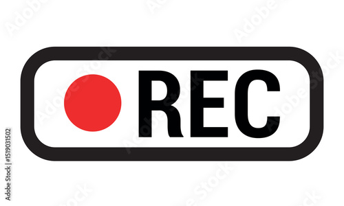 Vector illustration of four REC icons with a red dot, ideal for recording and media design purposes. Rec icons. of record buttons. video recording Sign.