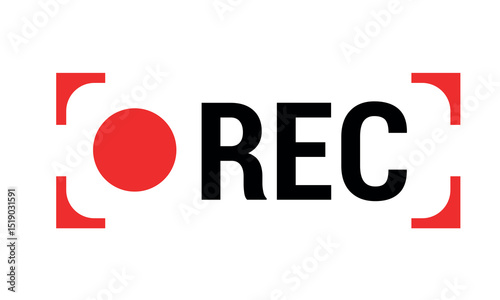 Vector illustration of four REC icons with a red dot, ideal for recording and media design purposes. Rec icons. of record buttons. video recording Sign.
