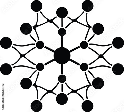 Abstract black silhouette vector design representing a neural network cluster concept.
