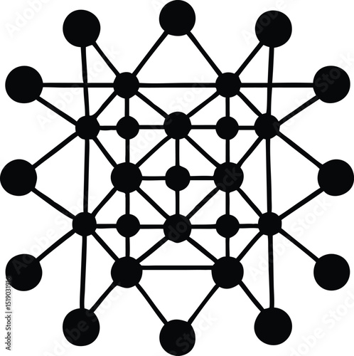 Black silhouette design representing neural network clusters with transparency in ai concepts.