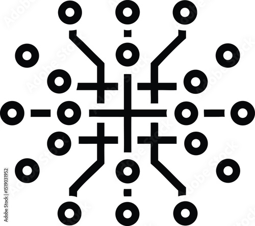 Black silhouette illustration of a neural network cluster with transparency