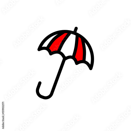 Umbrella icon, sign and symbol icon. Minimalist vector filled icon. Hand drawn illustration, For icon interface, banner, layout, social media post, flyer and mobile apps.