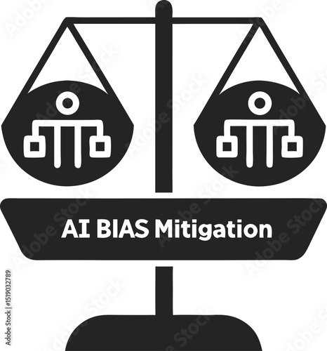 Ai bias mitigation concept depicted by a scales silhouette design in vector format