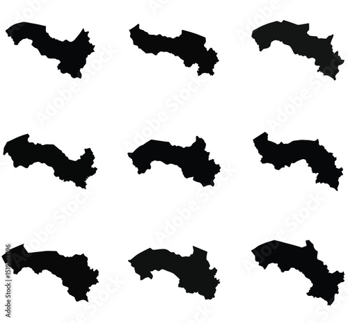 Gambia map black silhouette vector style with white background