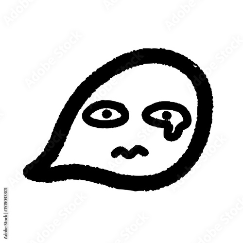 Ghost style teardrop face and sad expression character