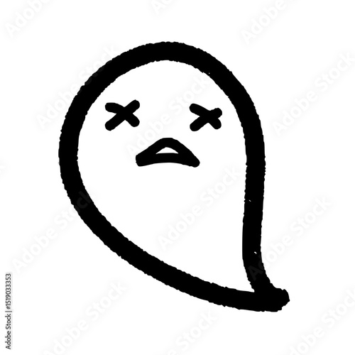 Crossed out and dead expression ghost face
