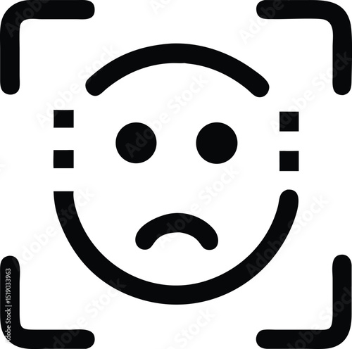 Black silhouette design of an emotion recognition sensor for technology and ai