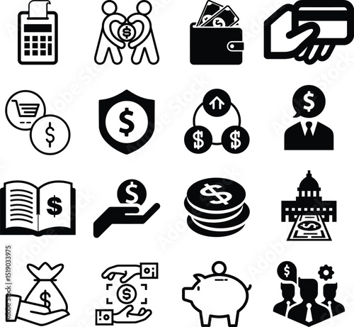 Finance set of web icons in line style. Money and Payment icons for web and mobile app. Money, payments, financial report, pay, banking, business, coin and more. Vector illustration
