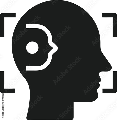 Emotion recognition sensor silhouette design in black transparency on white background