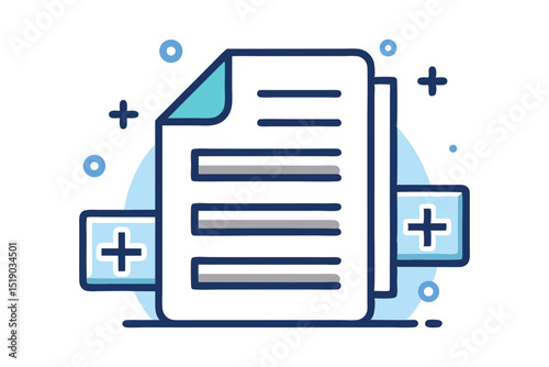 Medical records icon with plus sign healthcare information and data management