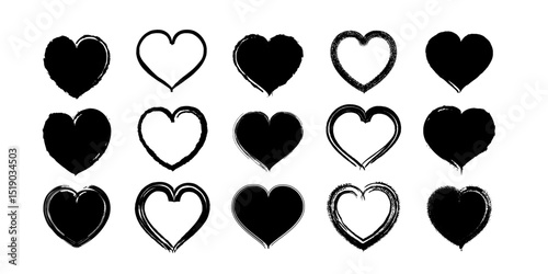 Heart shapes set. Hand drawn Heart doodle sketch collection. ink chalk grunge heart shapes, Scribble romance and love symbol, elements decorative vector illustration