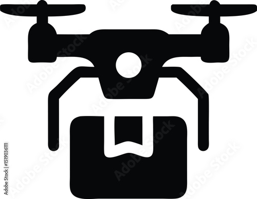 Silhouette design depicting an autonomous drone delivering packages for modern convenience
