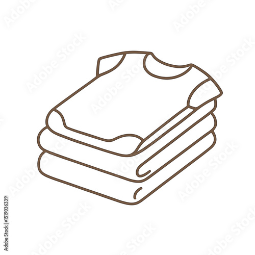 Folded T-shirts stacked neatly in a minimalist line art style  