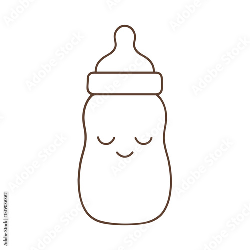 Simple outline of a smiling baby bottle with a closed lid  