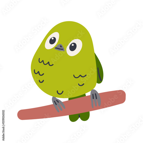 Exotic tropical bird. Vector illustration in flat design. Fauna of South America. Flying colorful bird for icons, posters, children books. Jungle bird hand drawn illustration .