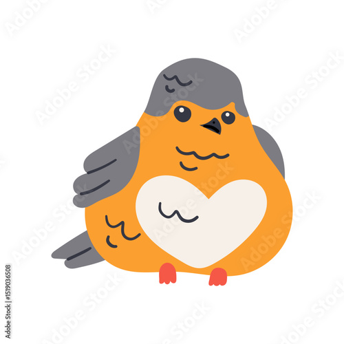 Exotic tropical bird. Vector illustration in flat design. Fauna of South America. Flying colorful bird for icons, posters, children books. Jungle bird hand drawn illustration .