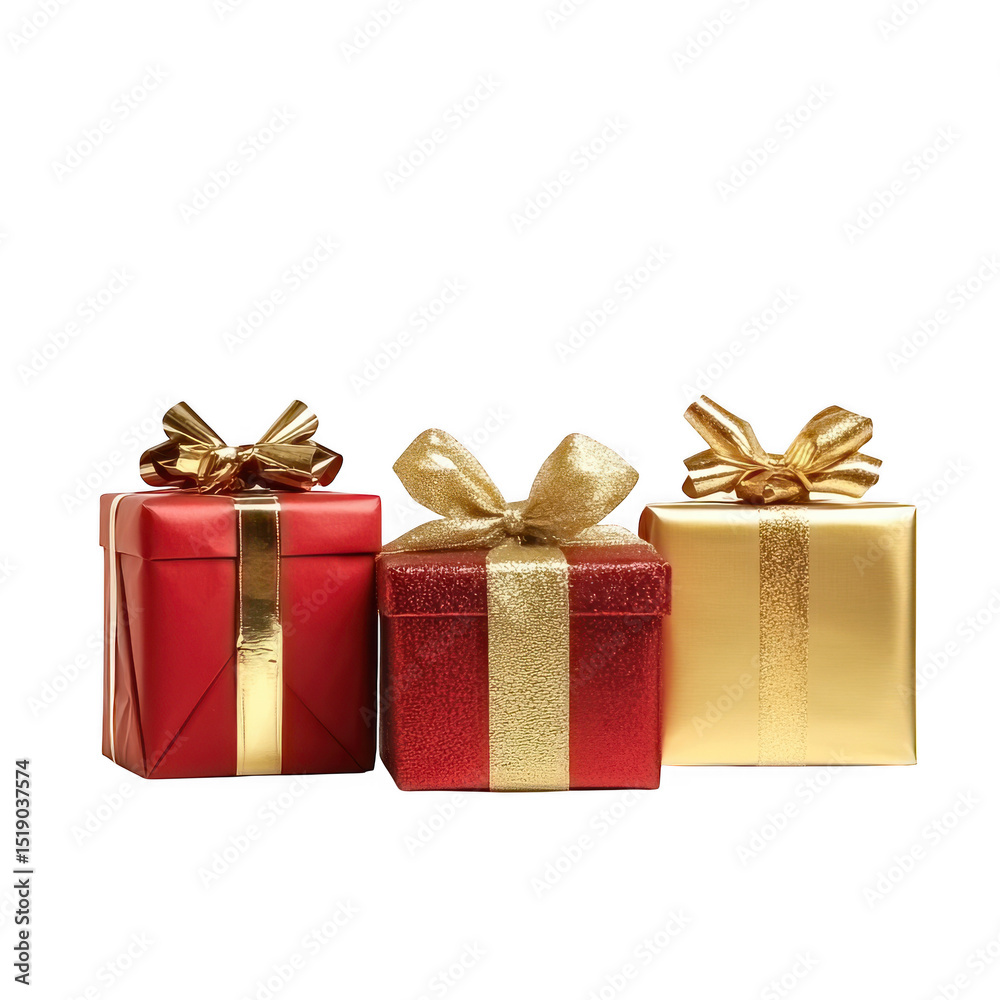 Fototapeta premium Three gift boxes isolated on transparent background